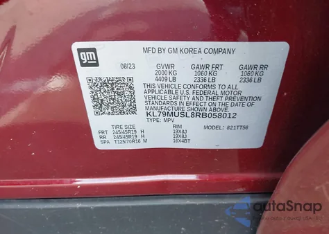 2024 Chevrolet Trailblazer Awd Rs z USA, uszkodzony, nr VIN KL79MUSL8RB058012